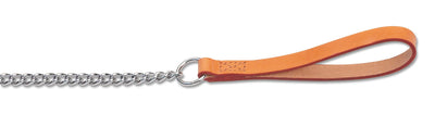 Ancol Heritage Chain Lead With Leather Handle Heavy Tan 90cm